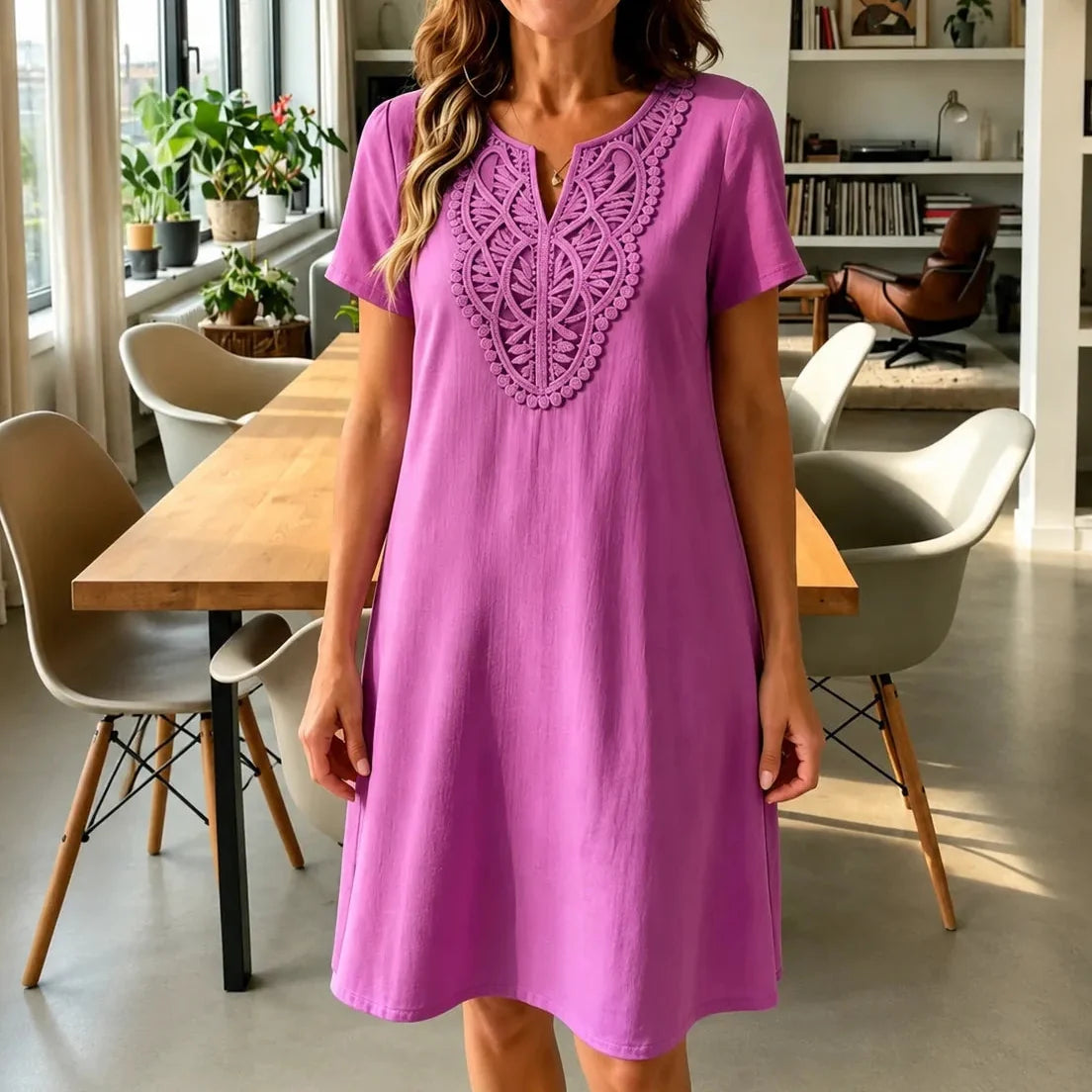 Loravie | Lace Bib Midi Dress