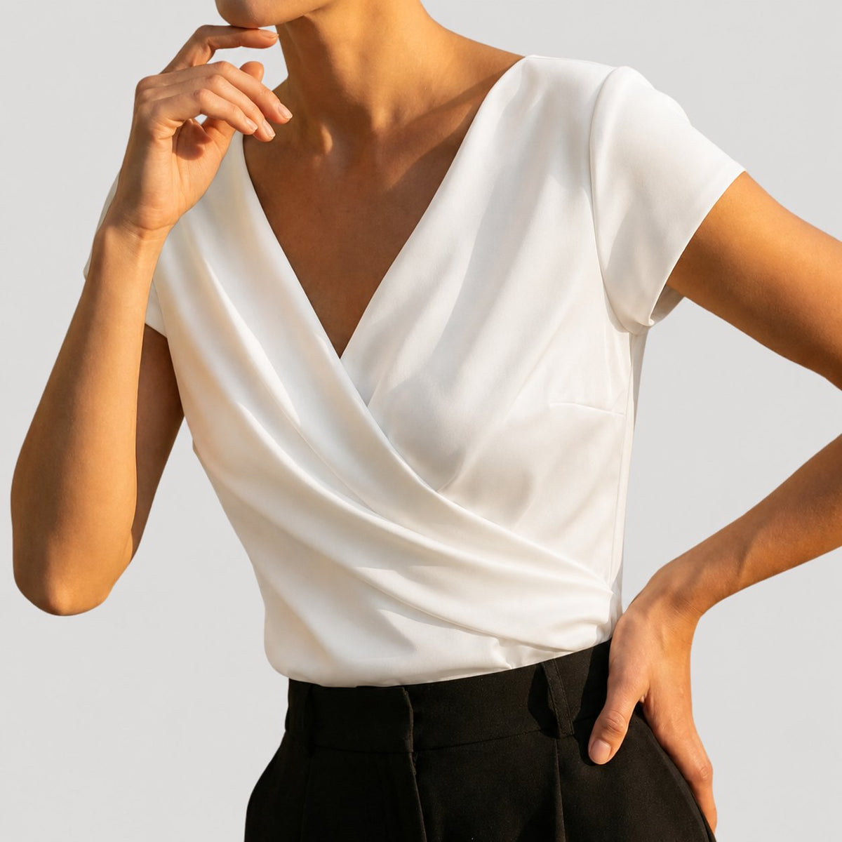 Margaret | Satin Wrap Blouse