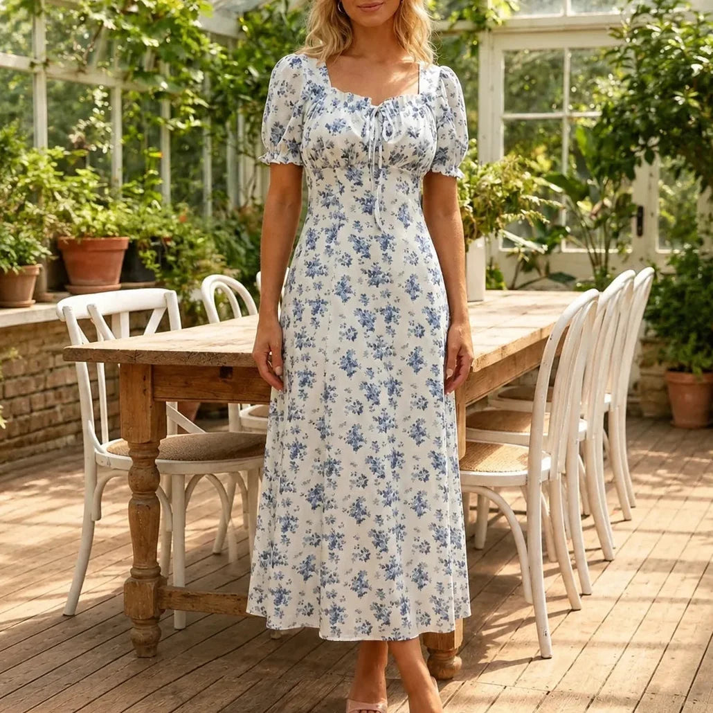 Maevra | Tie-Front Floral Midi Dress