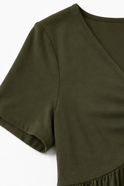 Adeline | Ruched V-Neck Midi Dress