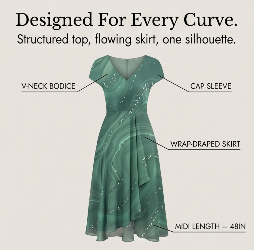 Ophelia | Marbled Chiffon Midi Dress