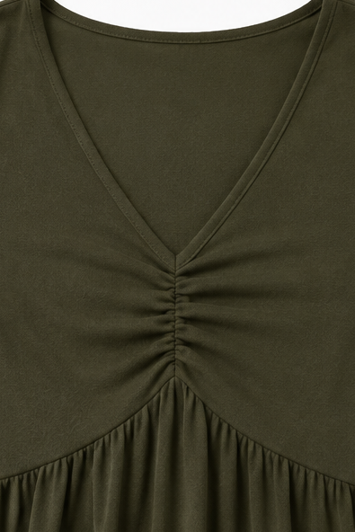Adeline | Ruched V-Neck Midi Dress