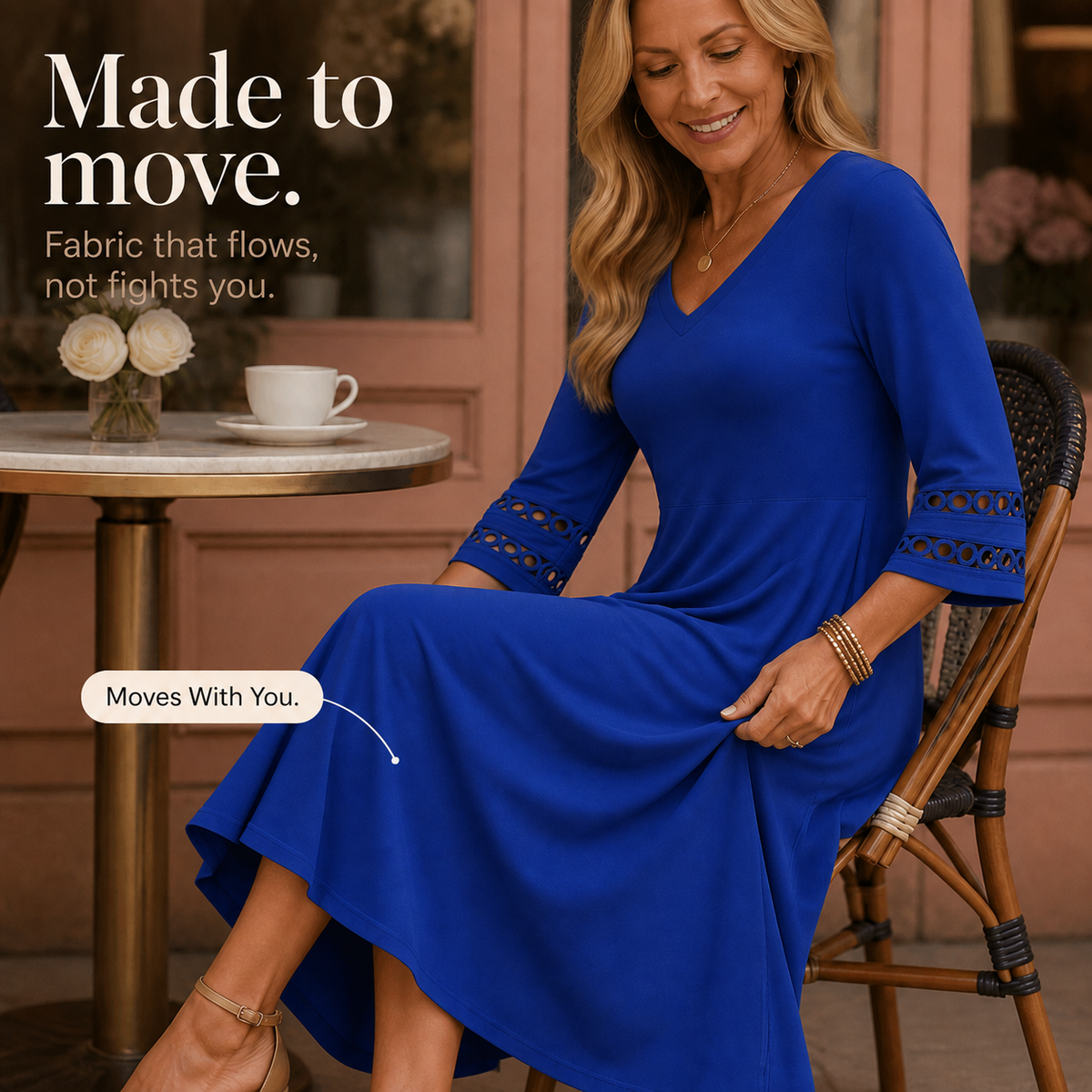 Adeline | Crochet Sleeve Midi Dress