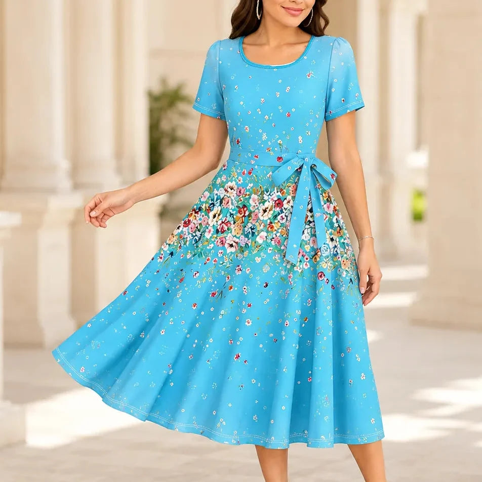 Marveline | Paisley Tie-Waist Midi Dress