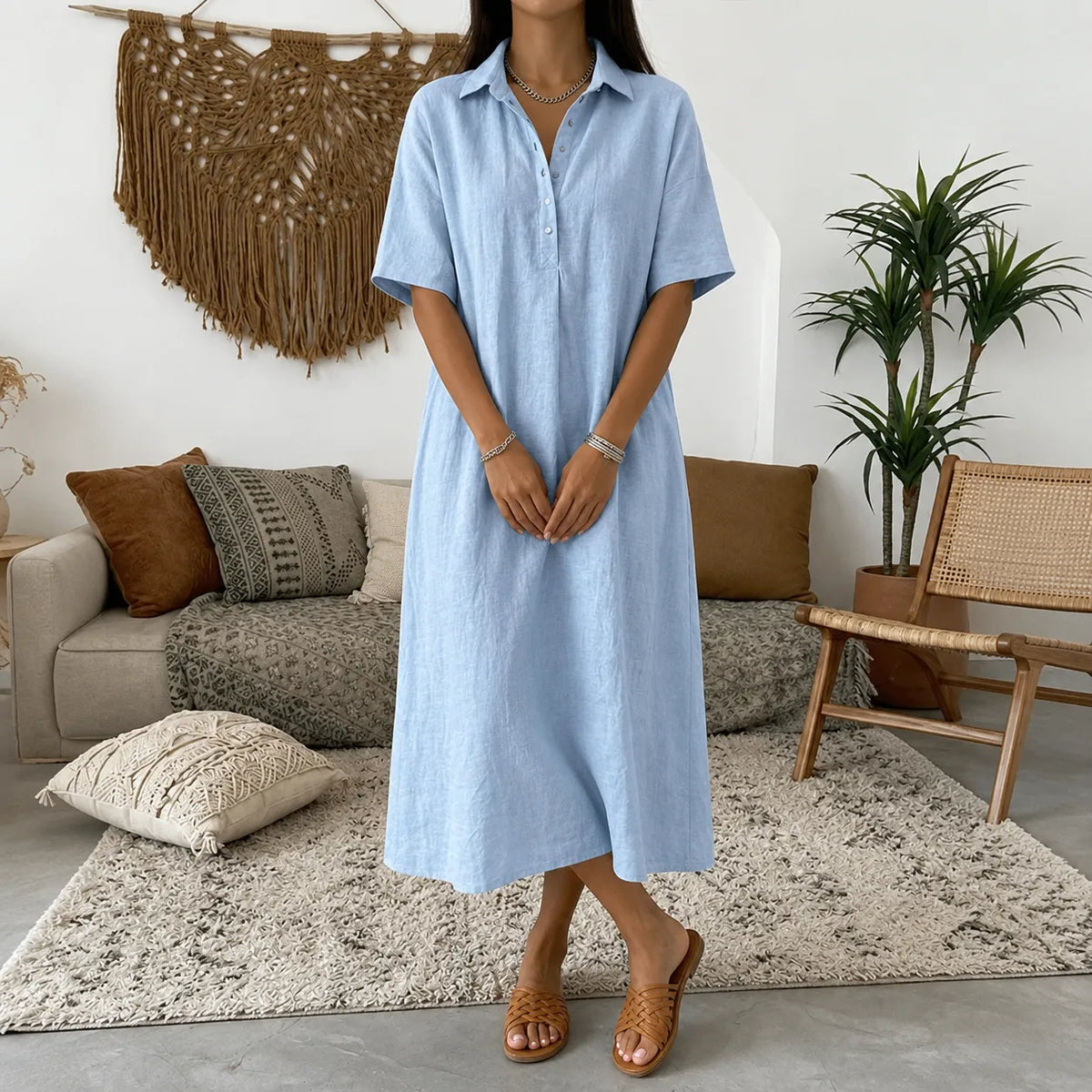 Lunavia | Oversized Linen Midi Dress