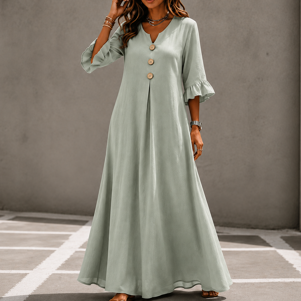 Marellia | Linen-Look Maxi Dress