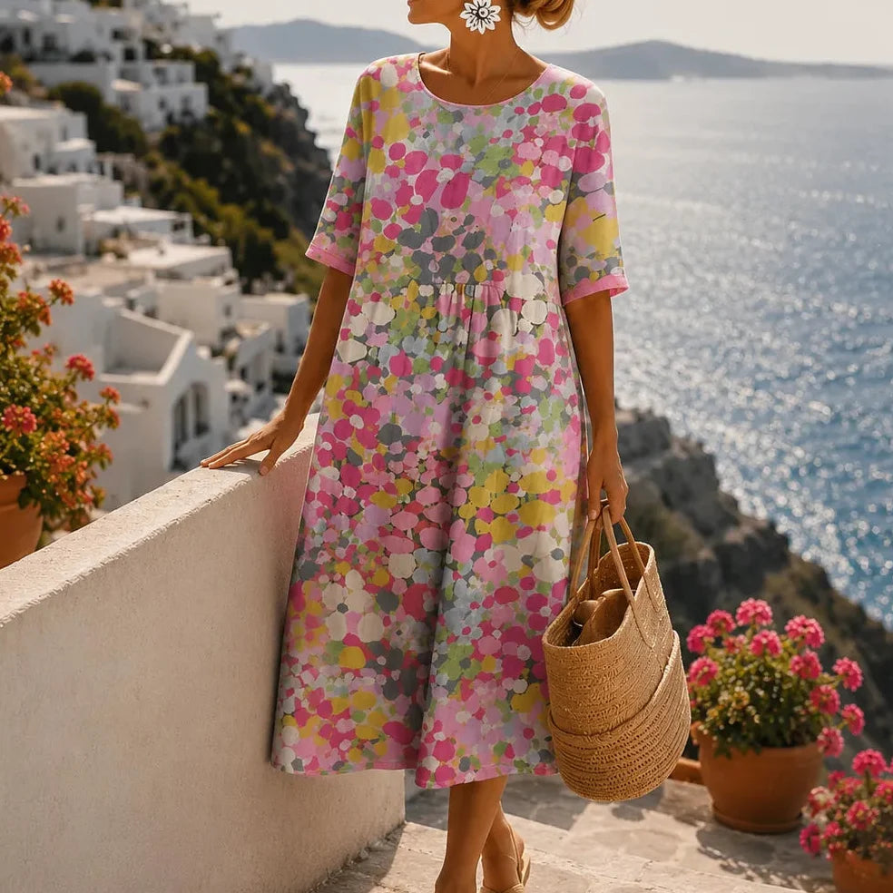 Soleia | Watercolor Print Midi Dress