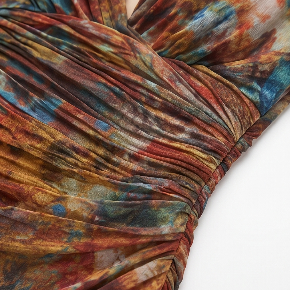Elowen | Watercolor Ruched Midi Dress