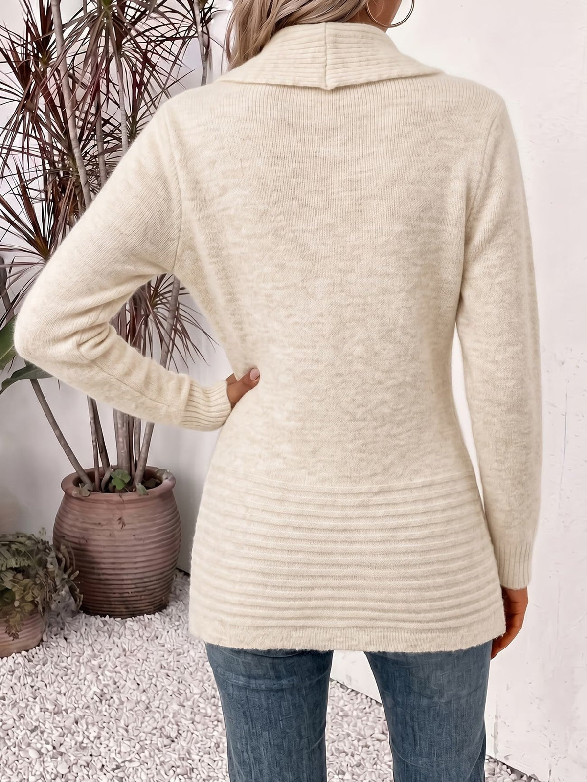 Harlow | Ribbed Button-Tab Cardigan