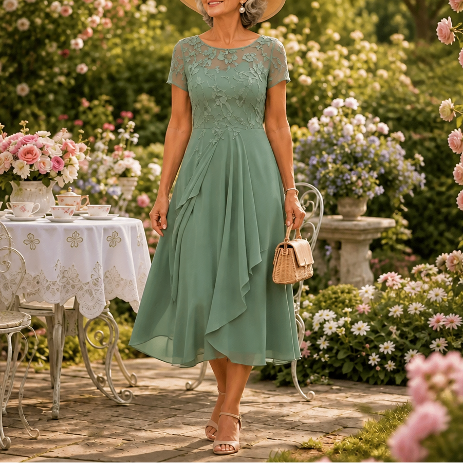Vivienne | Lace Bodice Midi Dress