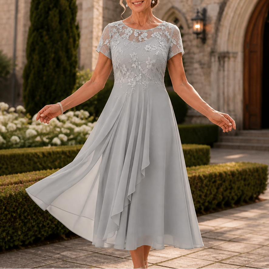 Vivienne | Lace Bodice Midi Dress