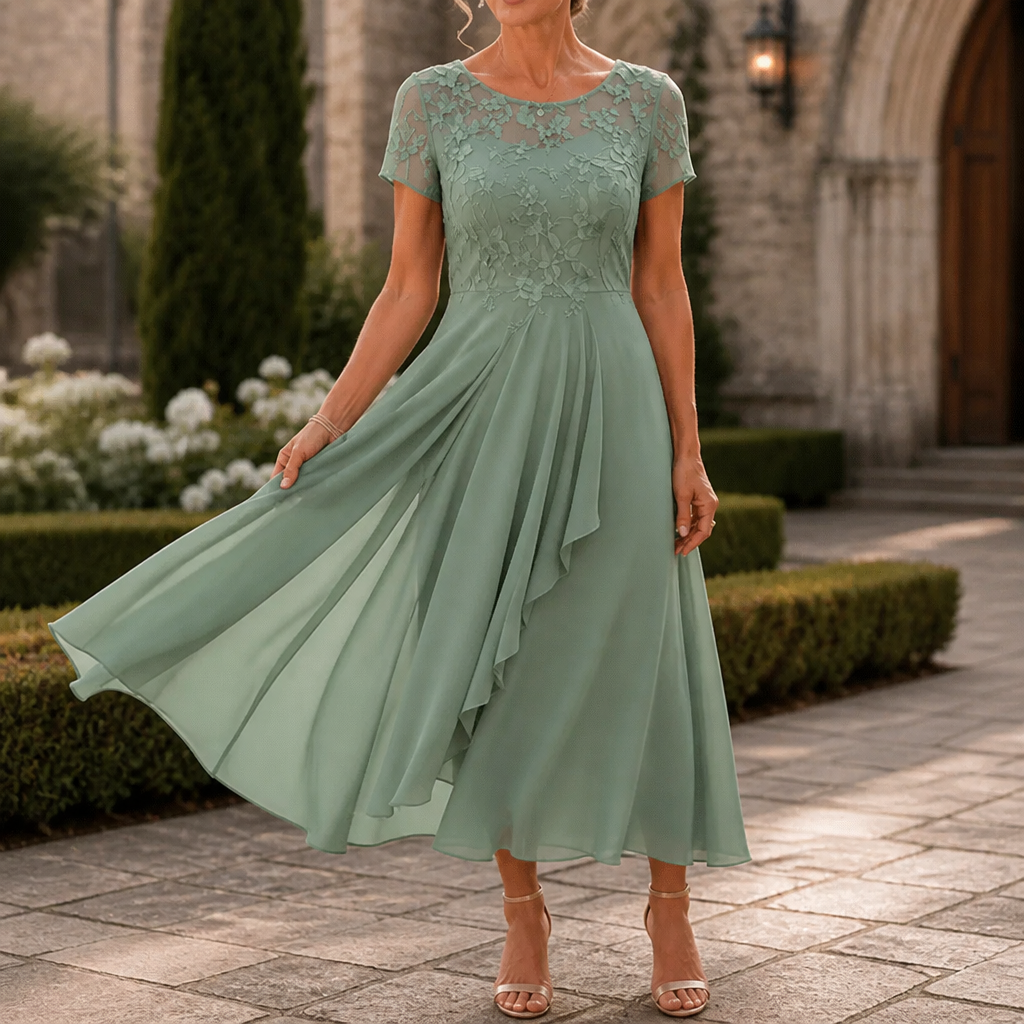 Vivienne | Lace Bodice Midi Dress