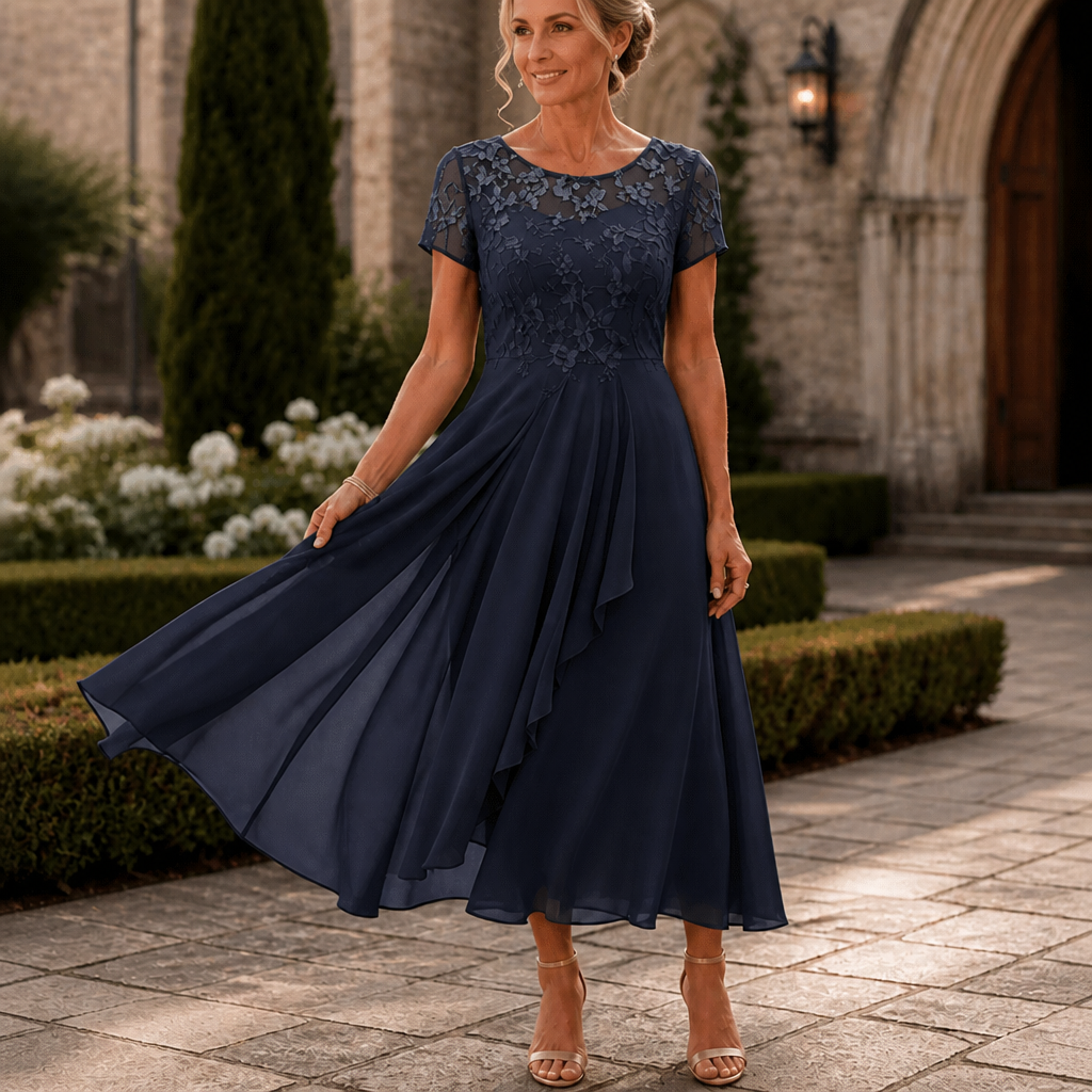Vivienne | Lace Bodice Midi Dress
