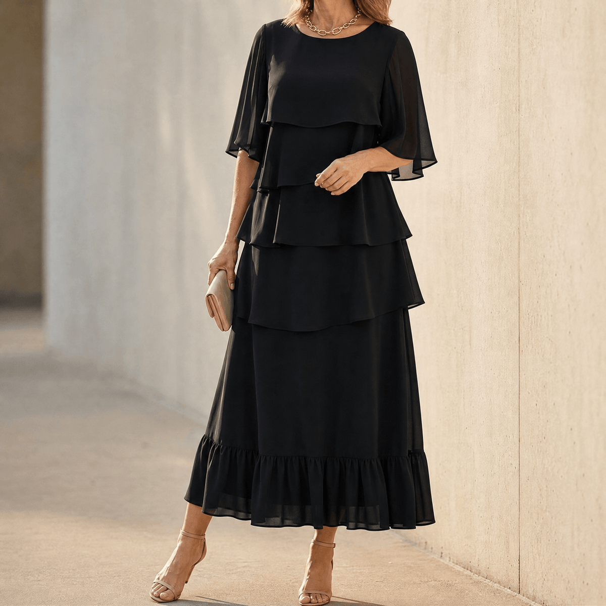 Florelle | Layered Ruffle Midi Dress