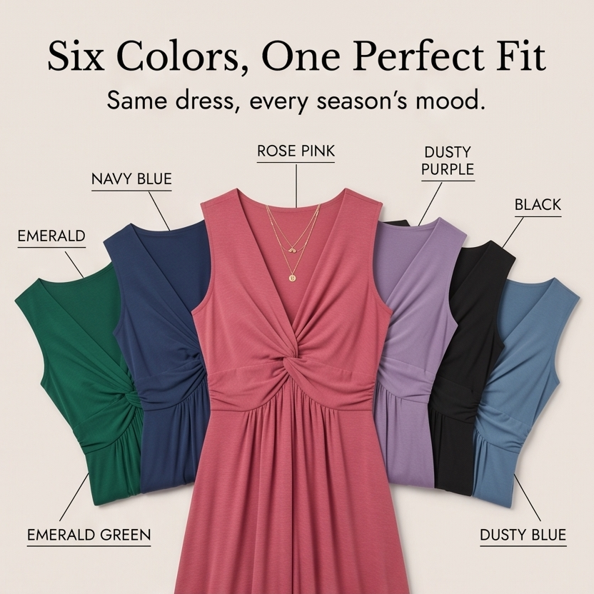 Florenza | Twist-Front V-Neck Midi Dress