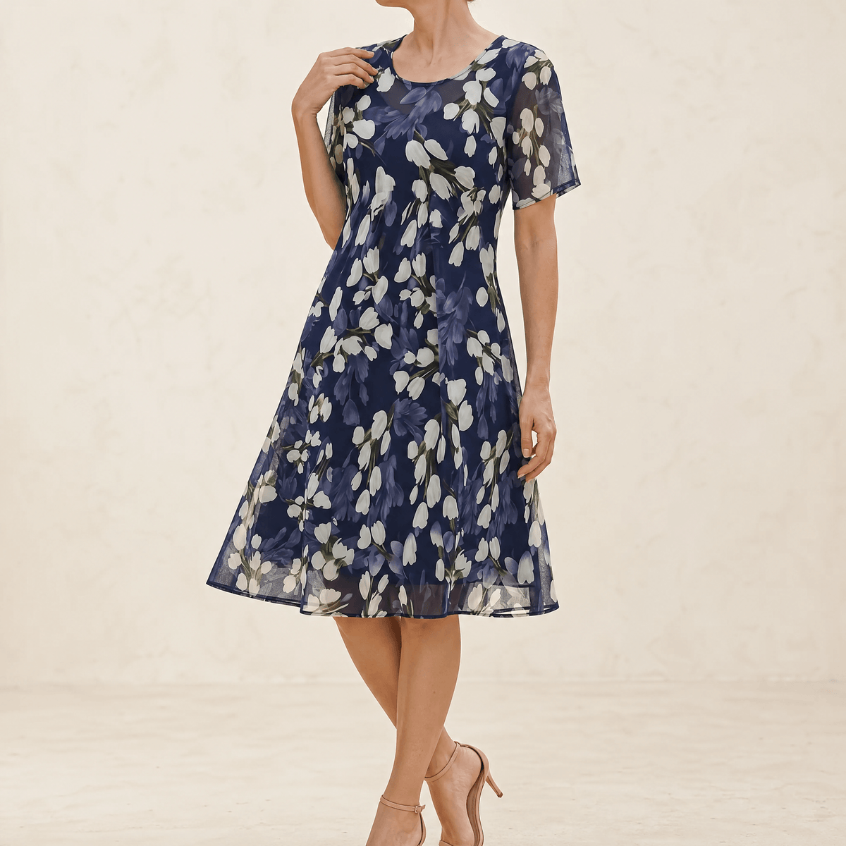 Florenza | Navy Floral Midi Dress