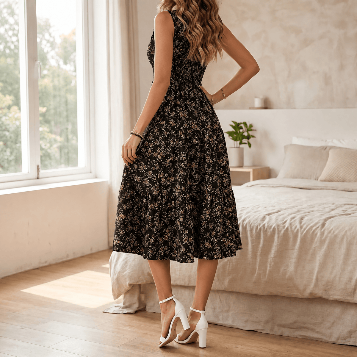 Florenza | Smocked Floral Midi Dress
