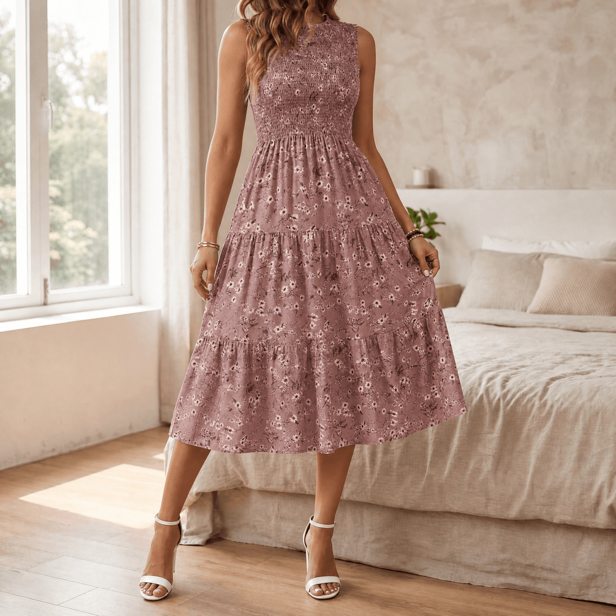 Florenza | Smocked Floral Midi Dress