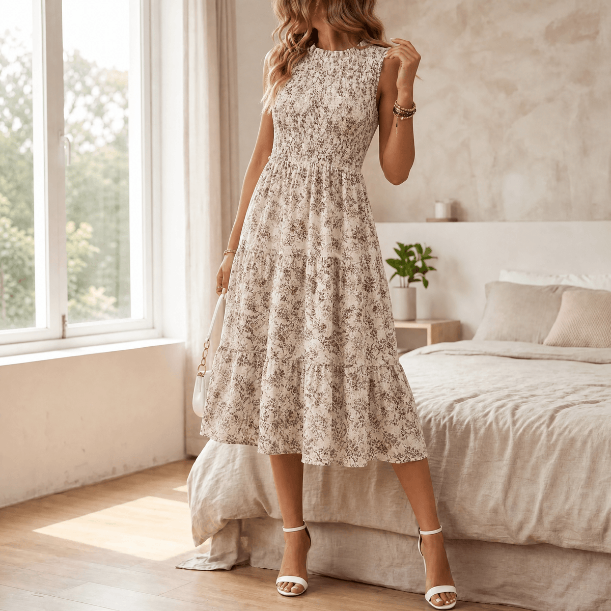 Florenza | Smocked Floral Midi Dress