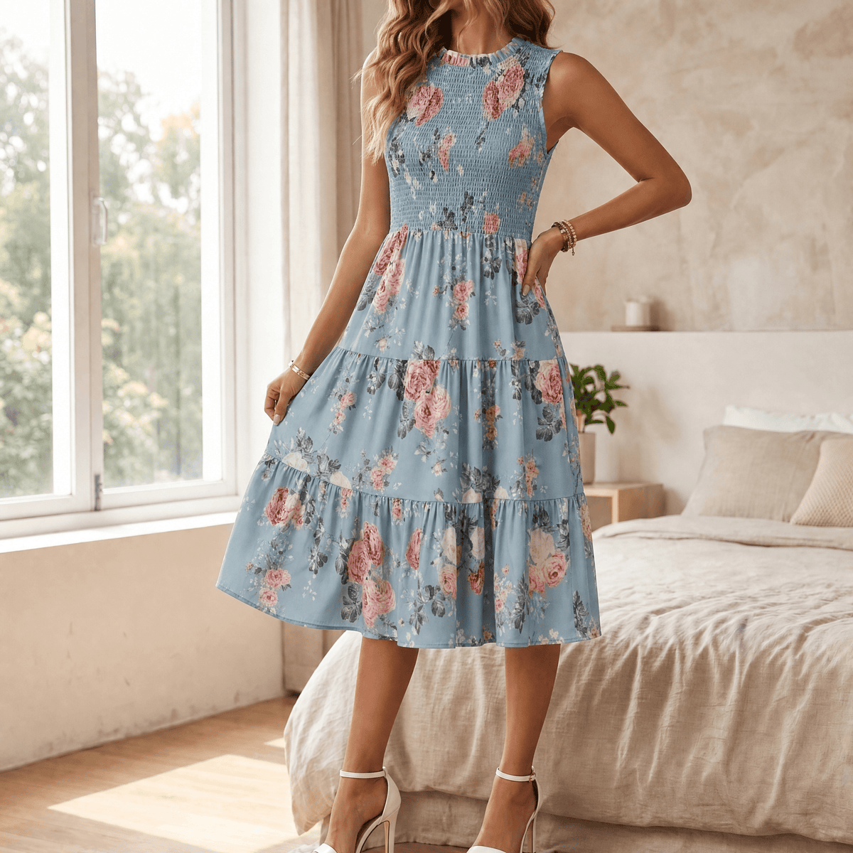 Florenza | Smocked Floral Midi Dress
