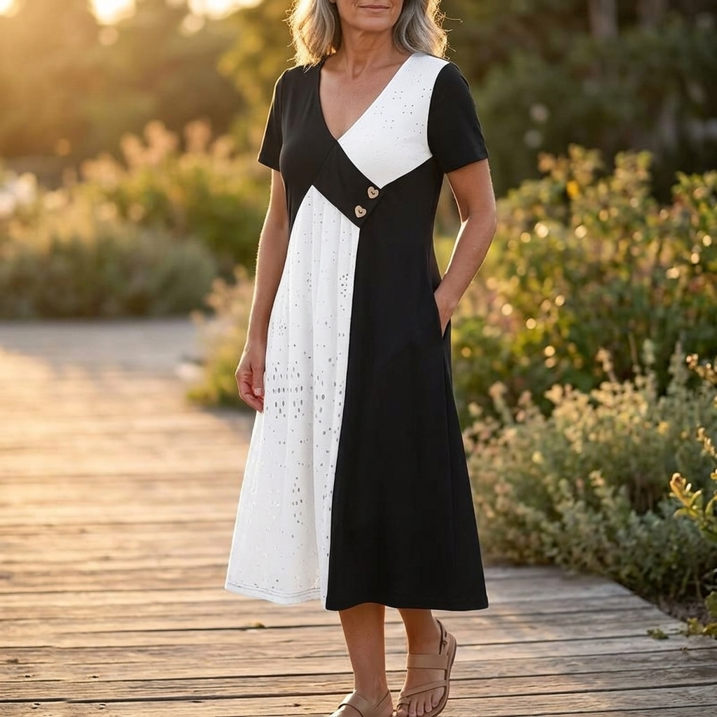 Vivara | Diagonal Patchwork Midi Dress