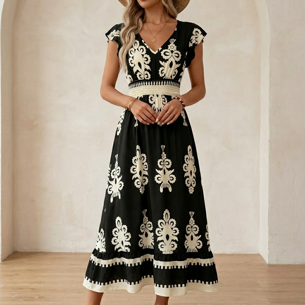 Vivara | Baroque Print Maxi Dress