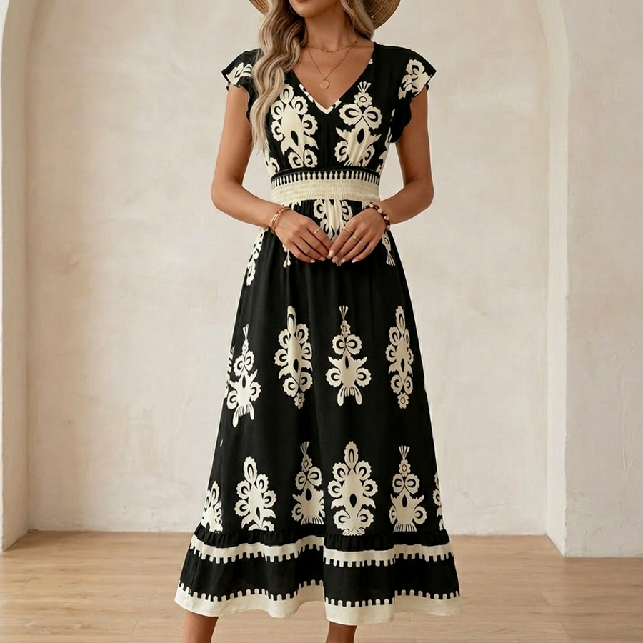 Vivara | Baroque Print Maxi Dress