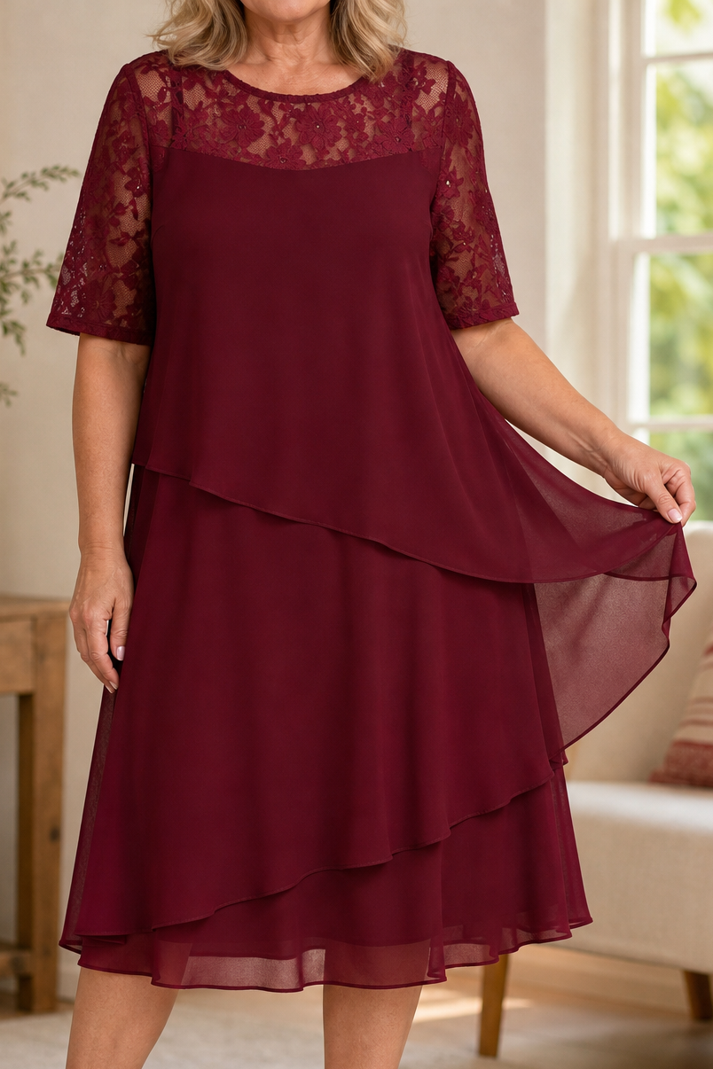 Adeline | Tiered Lace Midi Dress