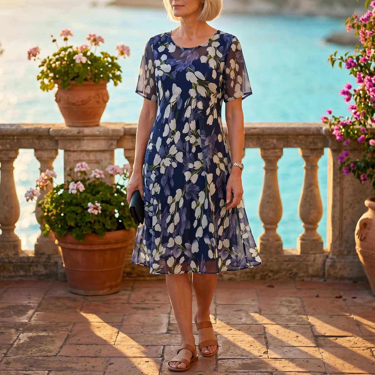 Florenza | Navy Floral Midi Dress