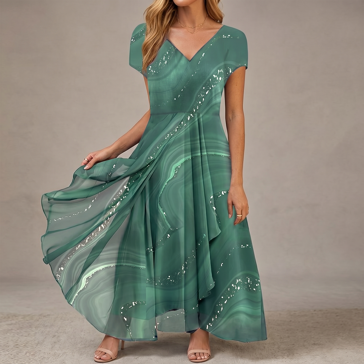 Osyla | Marbled Chiffon Midi Dress