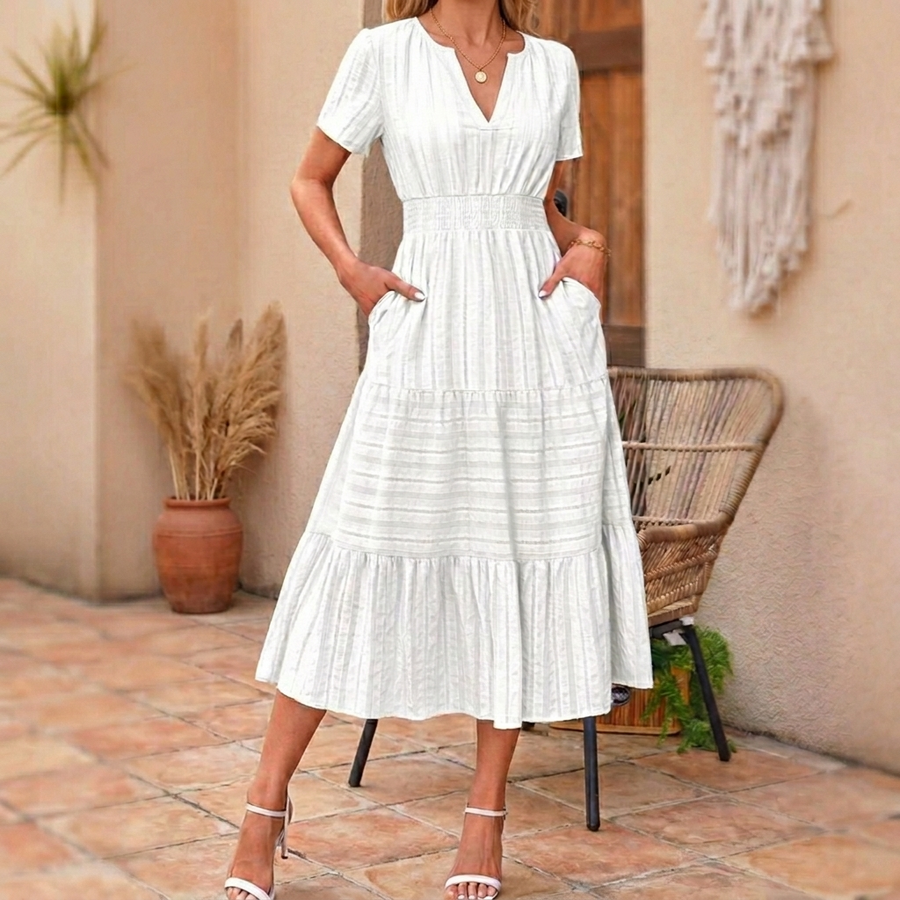 Vivara | Tiered V-Neck Maxi Dress