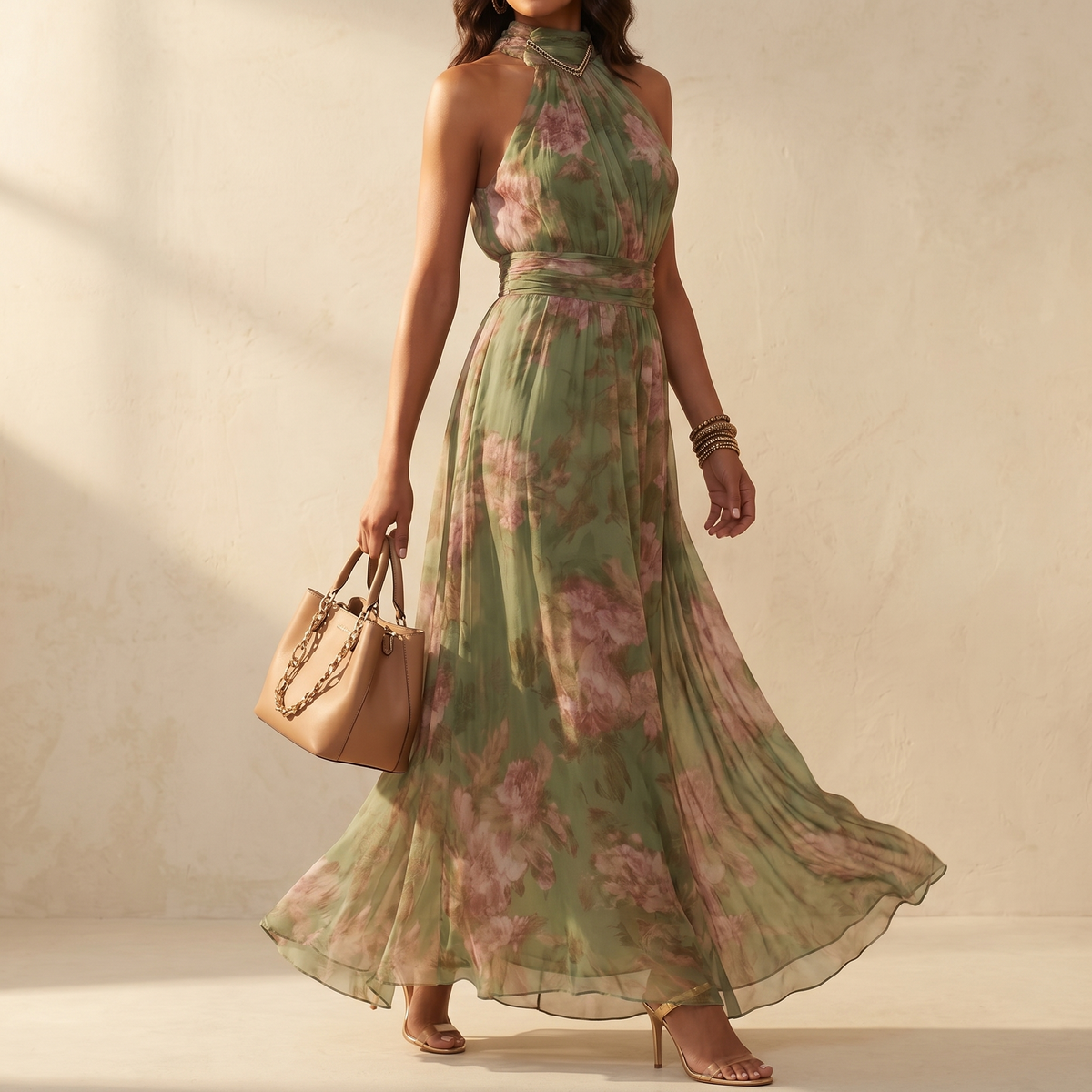 Rosalie | Halter Floral Maxi Dress