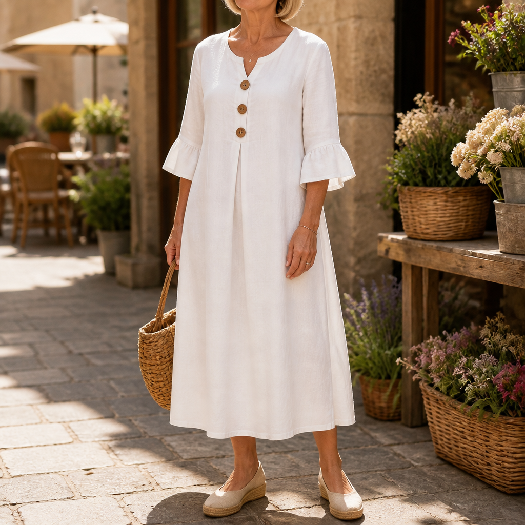 Bella | V-Neck Ruffle Midi Dress