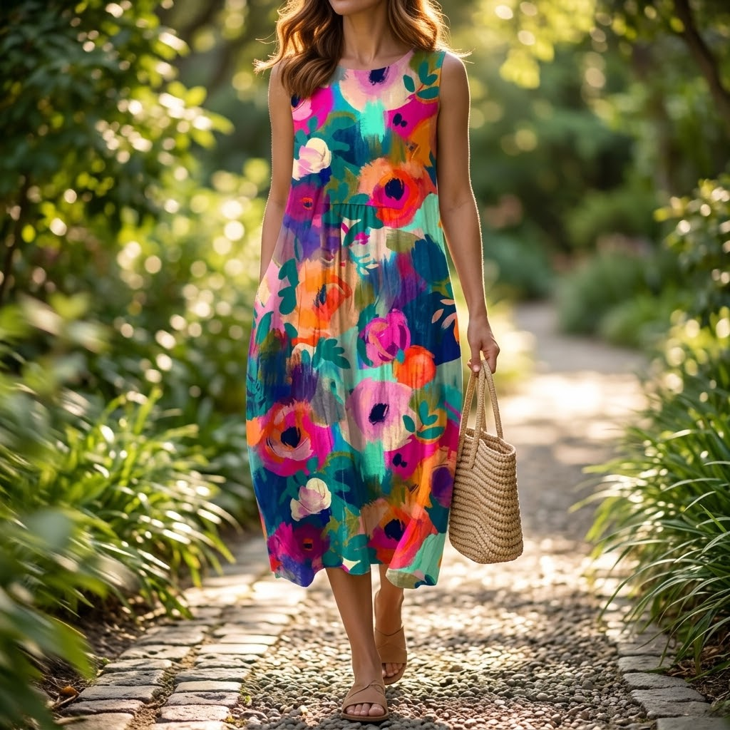 Florenza | Painterly Floral Midi Dress