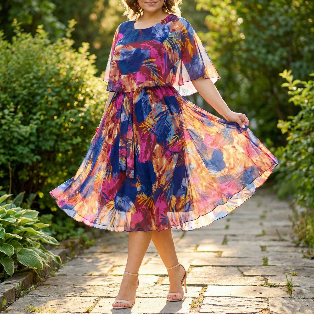 Floressa | Tropical Print Midi Dress