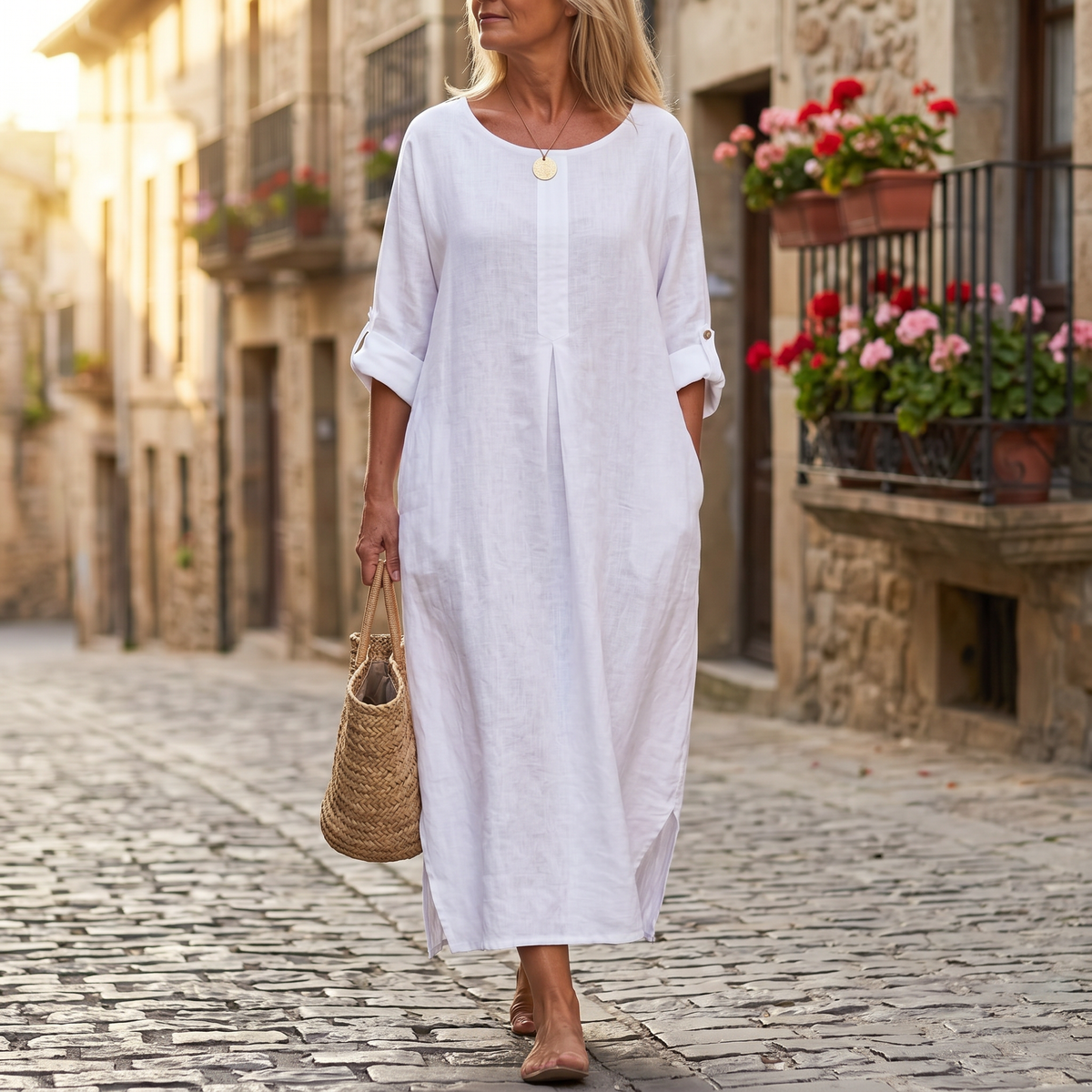 Lunavia | Flowy Linen Maxi Dress
