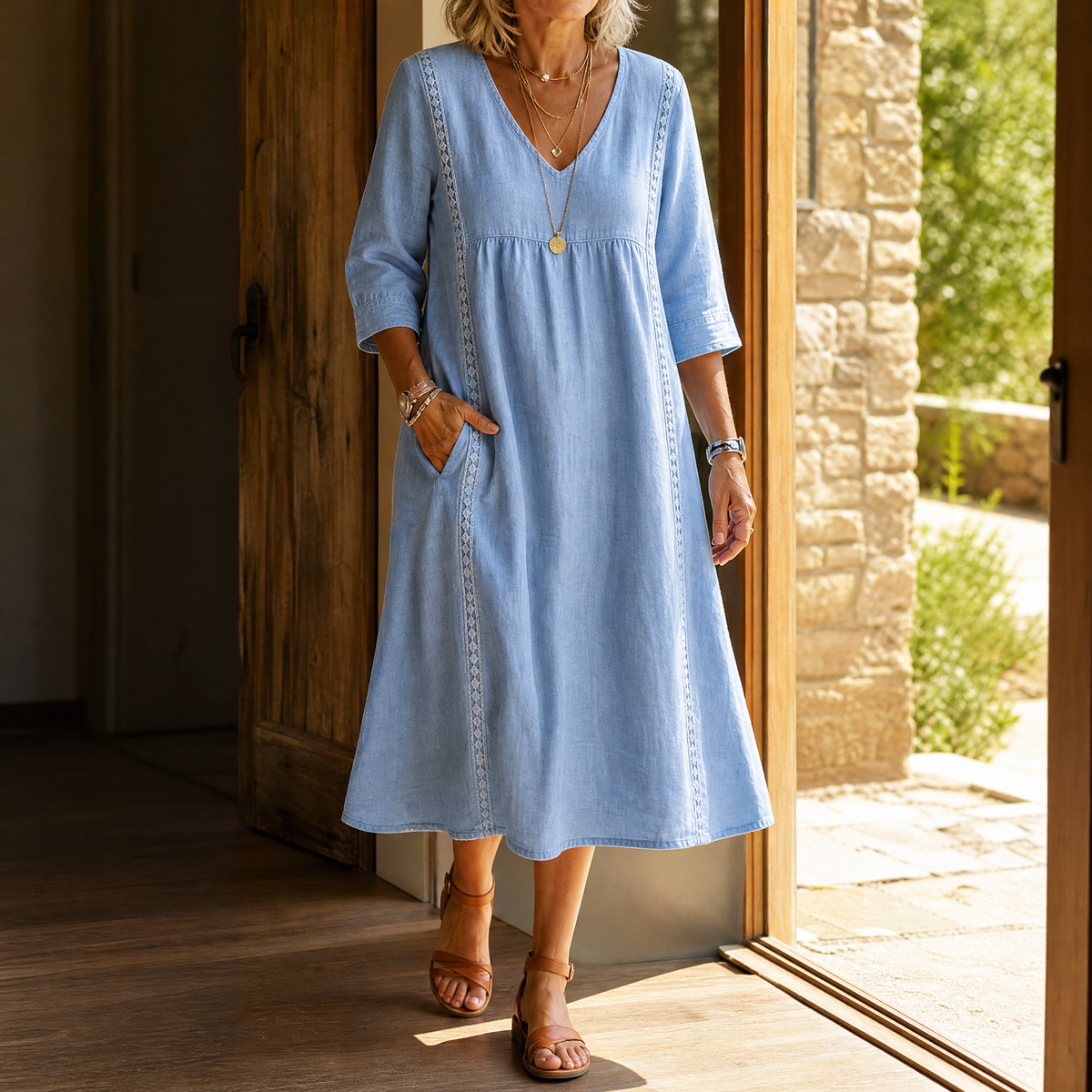 Virella | Lace-Trim Pocket Dress