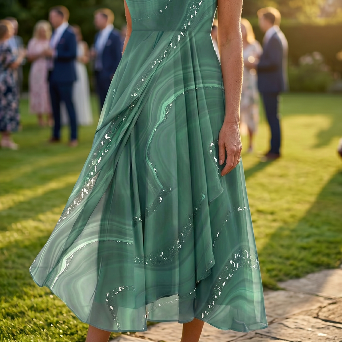 Osyla | Marbled Chiffon Midi Dress