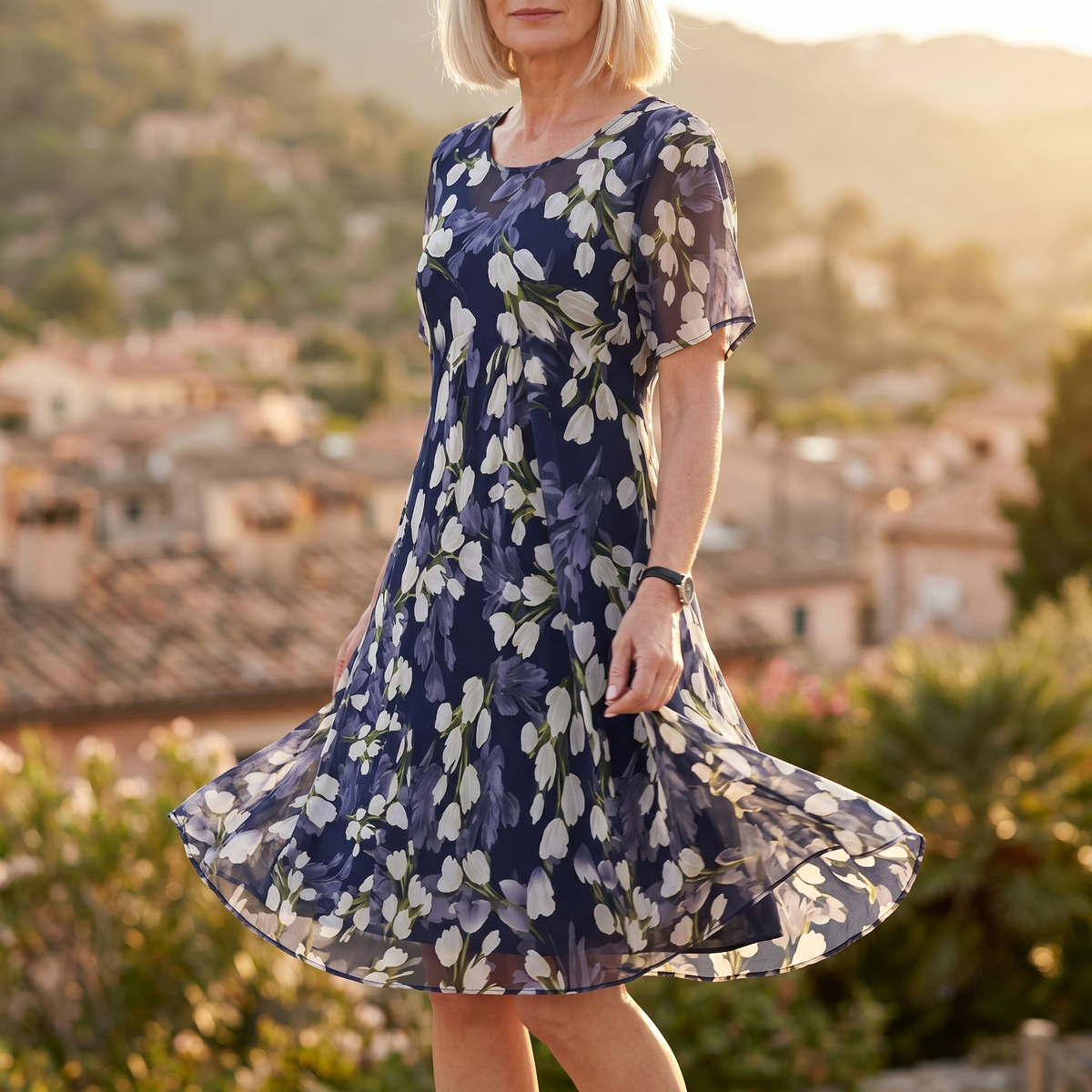 Florenza | Navy Floral Midi Dress
