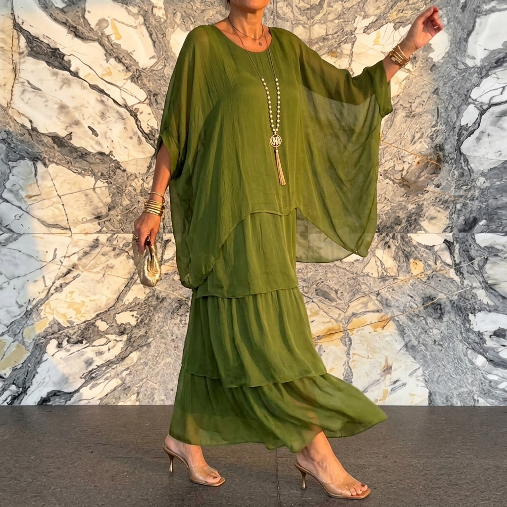 Velara | Tiered Chiffon Maxi Dress