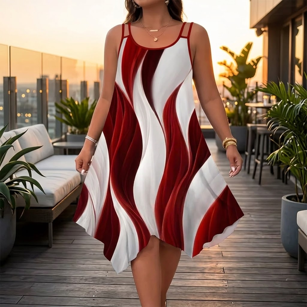 Solenza | Asymmetric Swirl Midi Dress