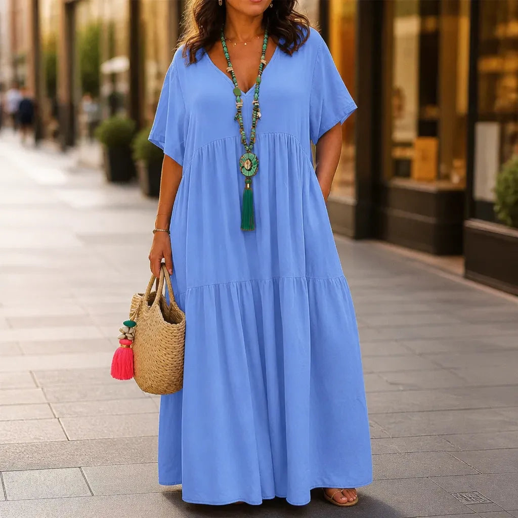Vellira | Tiered V-Neck Midi Dress