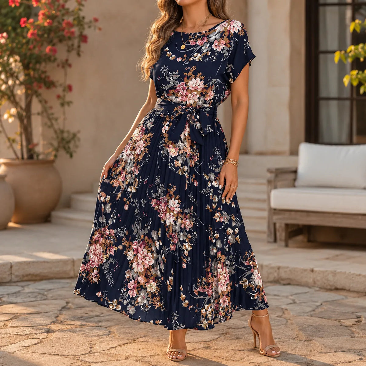 Florenza | Pleated Floral Midi Dress