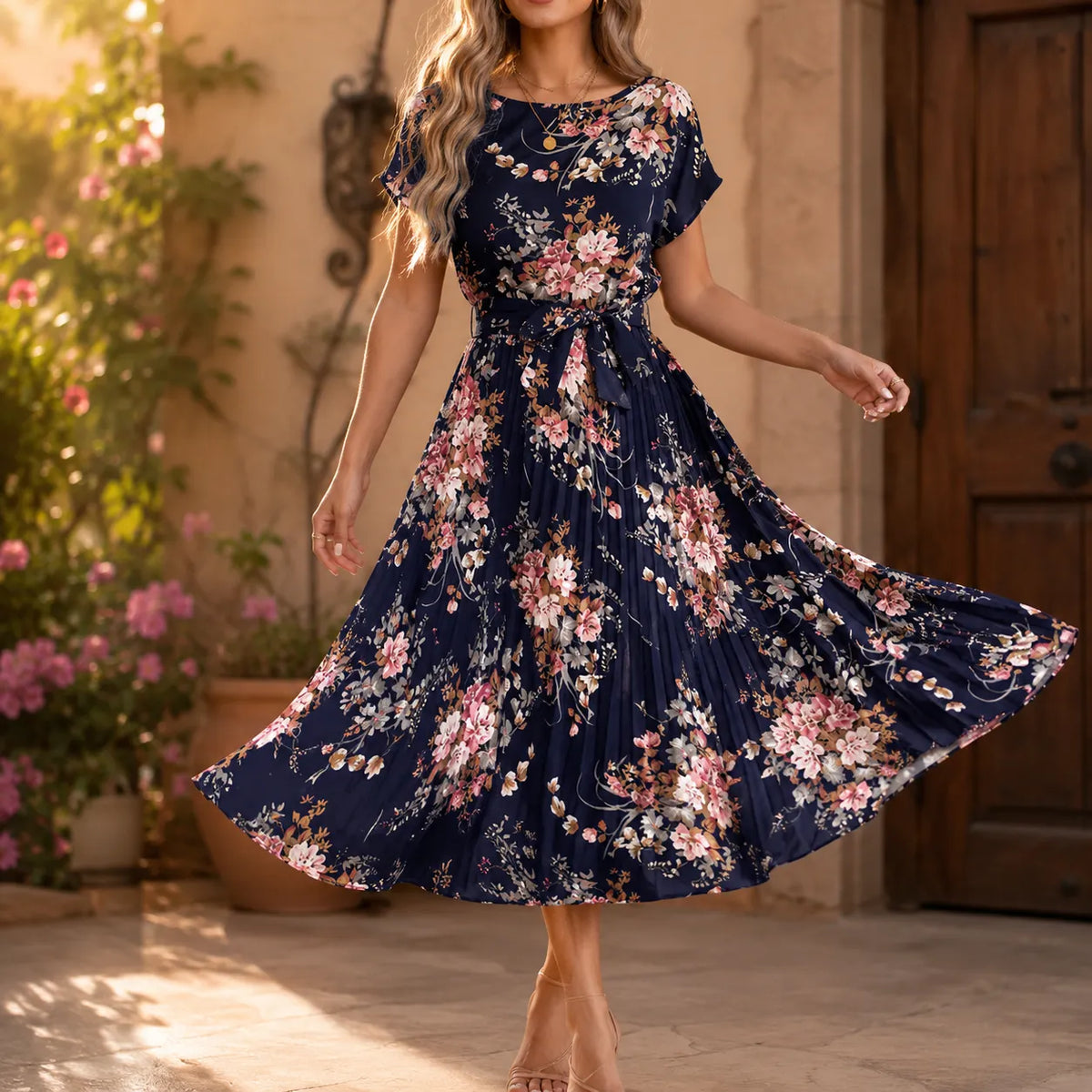 Florenza | Pleated Floral Midi Dress