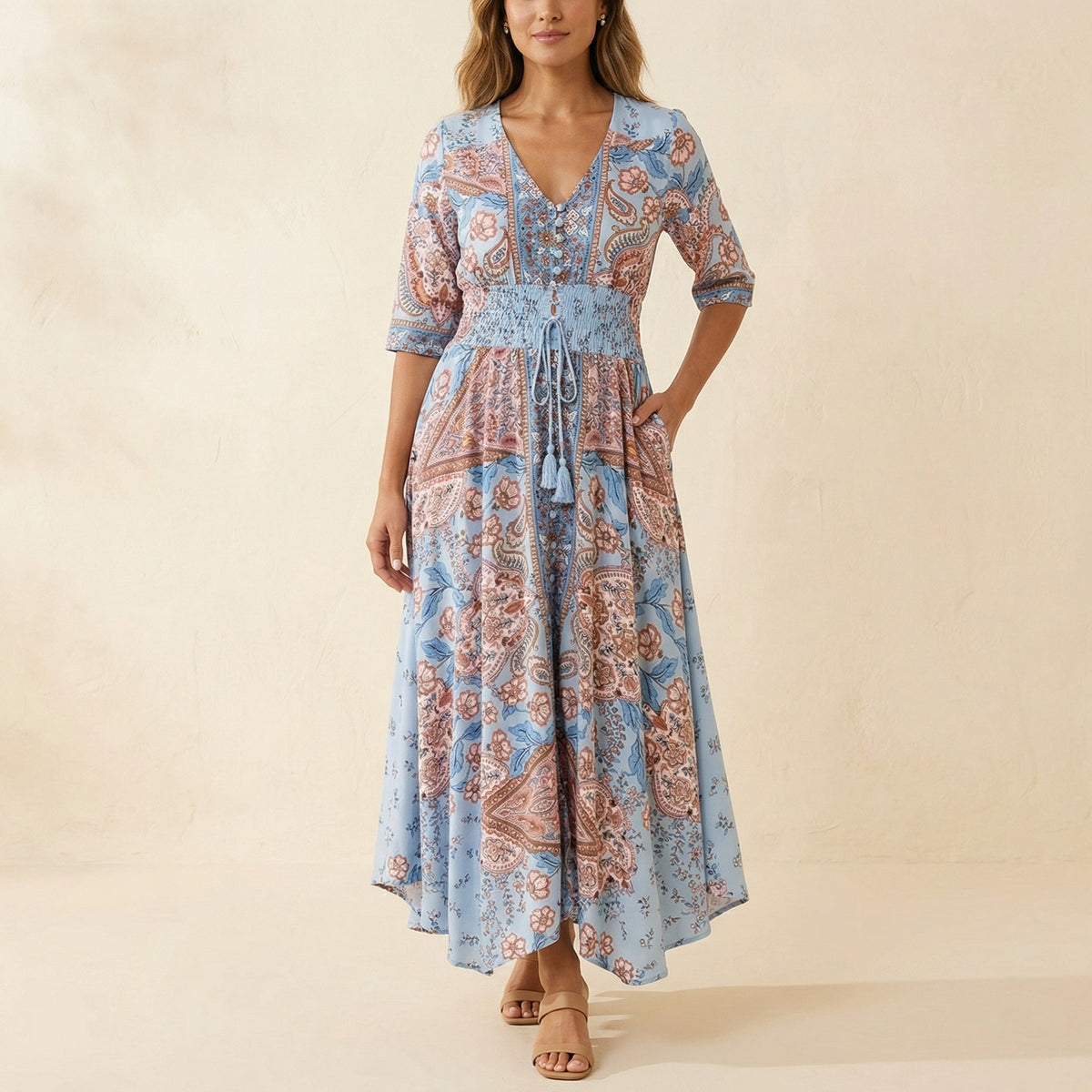Floressa | Floral V-Neck Maxi Dress