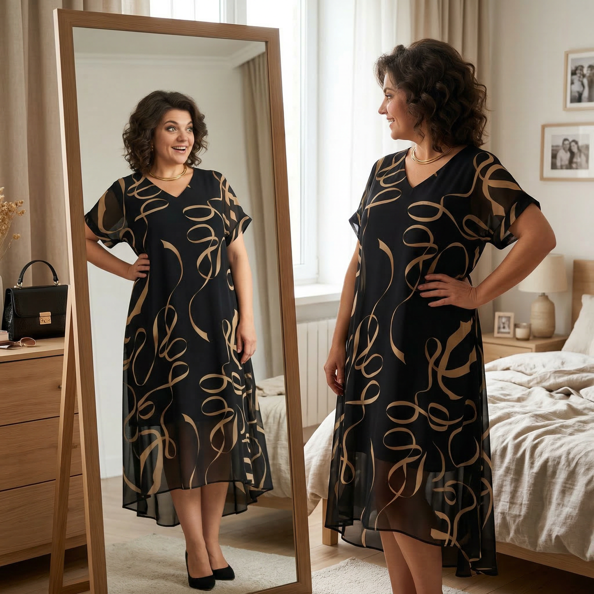 Vivara | Swirl Print Midi Dress