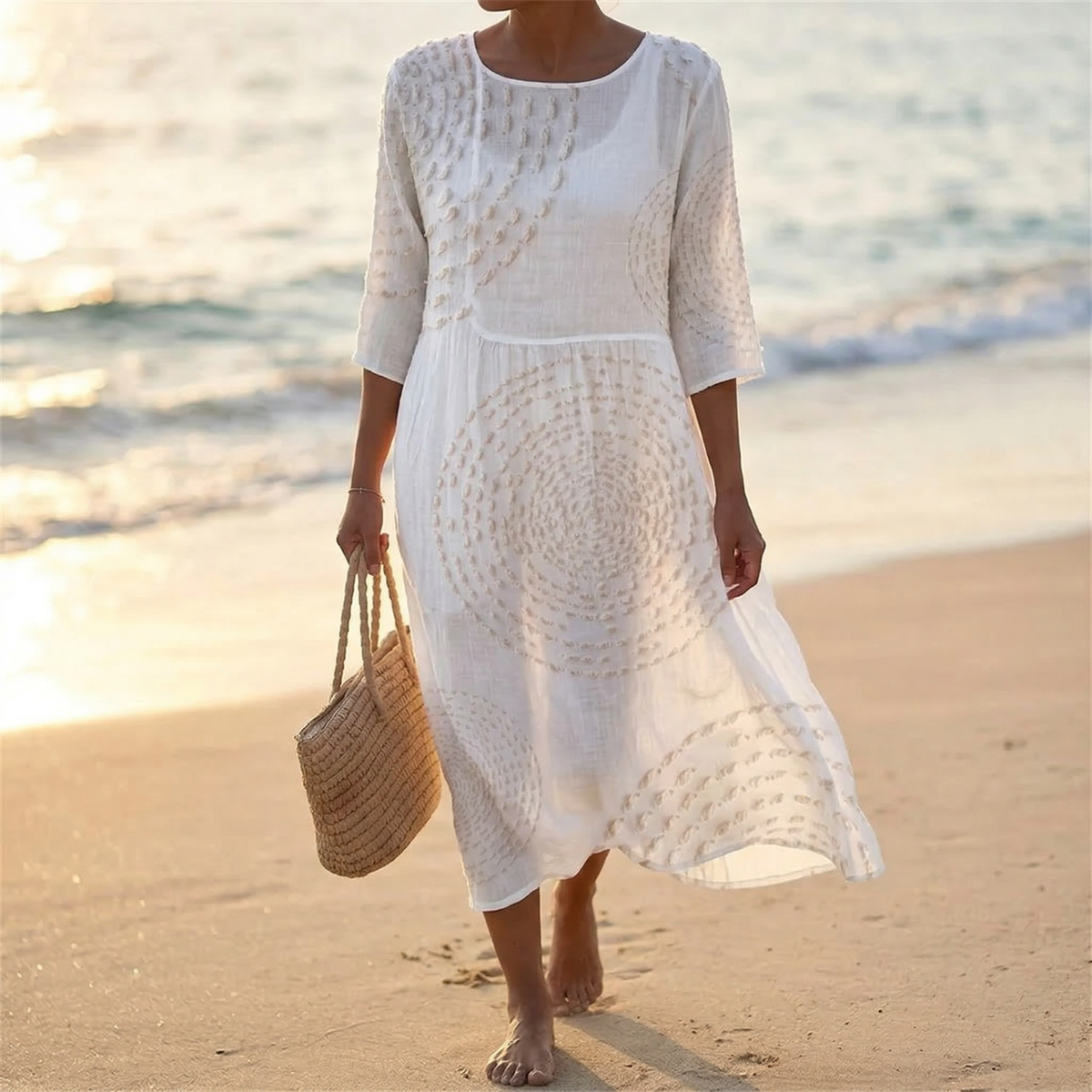 Tessara | Embossed Texture Midi Dress