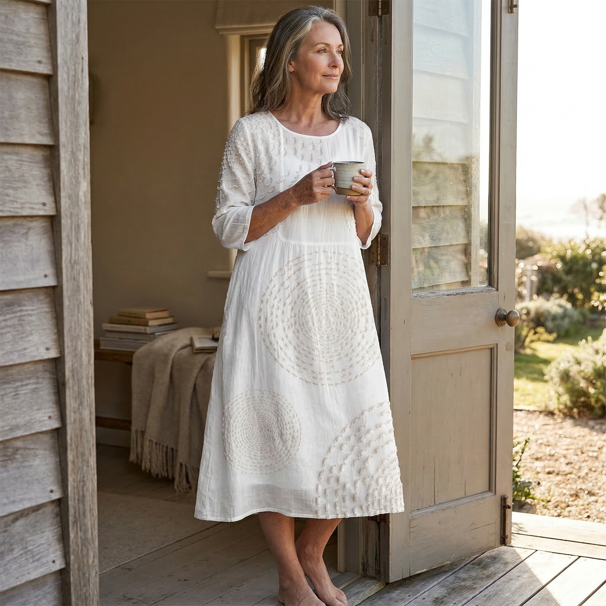 Tessara | Embossed Texture Midi Dress