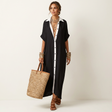 Kamira | Contrast-Collar Maxi Shirt Dress