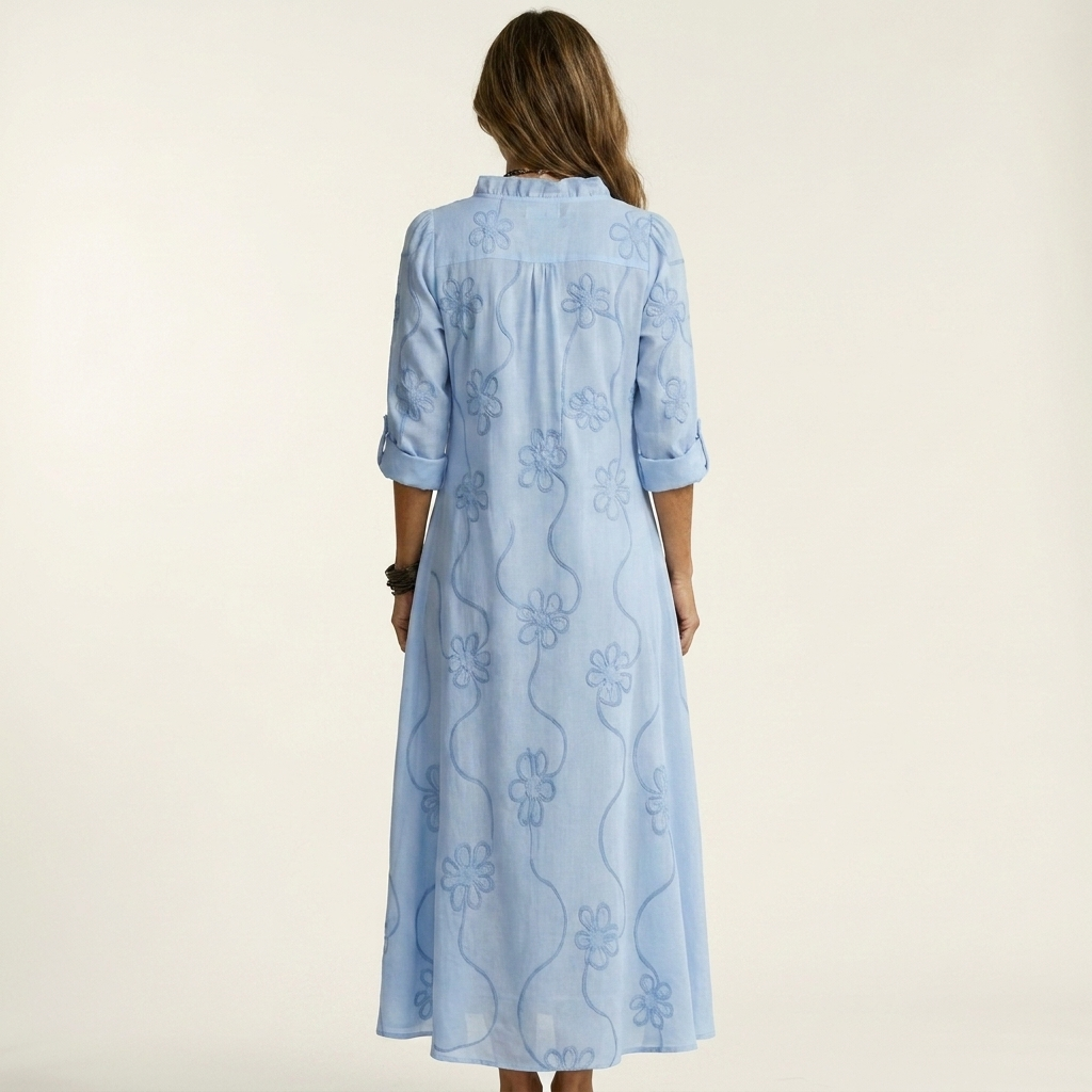 Mariam | Embroidered Linen Maxi Dress